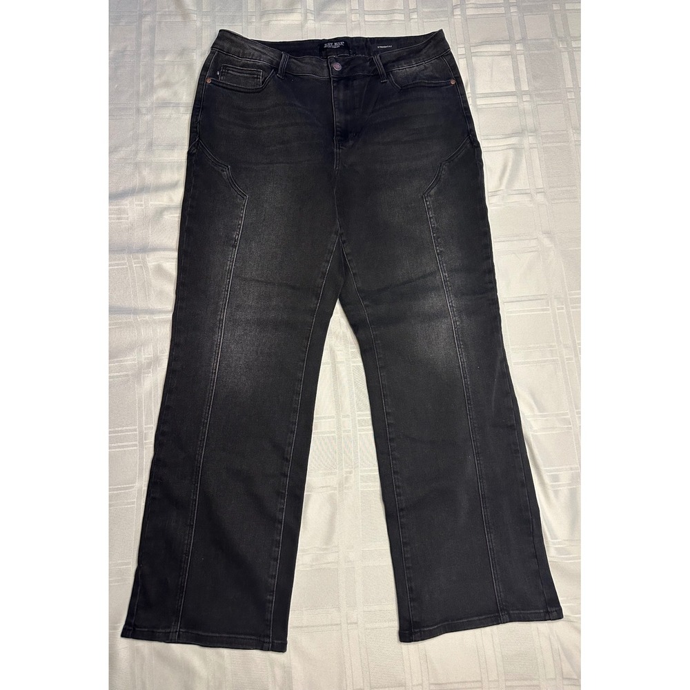 Judy Blue Jeans Women 18W Black Straight Fit Seamed Front High Rise Denim